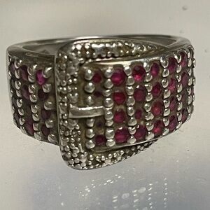 Elegant Sterling Silver and Ruby Gemstone Women's Ring Size 7